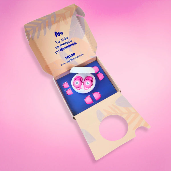 Tapones Reutilizables MOOD con Estuche de Carga y Almohadillas