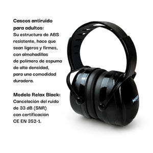cascos antirruido con detalles de la certificación