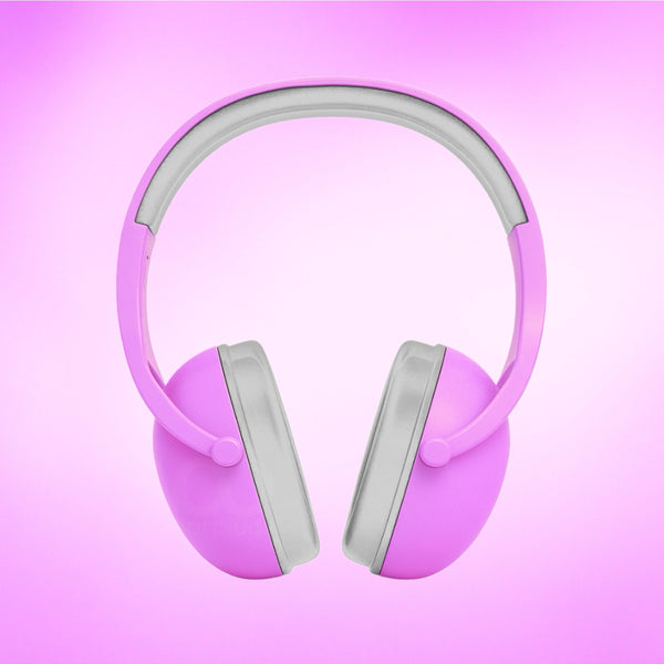 cascos antirruido infantiles de color rosa de la marca española Mood Earplugs