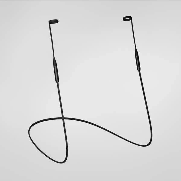 cordón de color negro para colgar tapones para los oídos