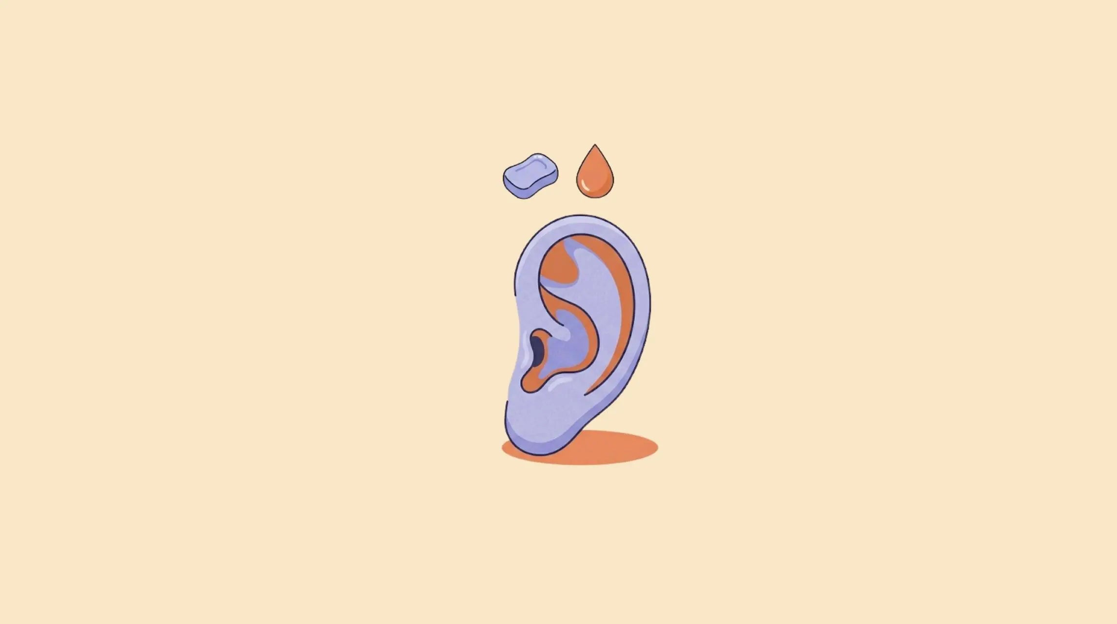 Ilustración de una oreja representando la higiene de los oídos al usar tapones para los oídos 