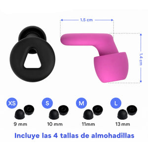 Tapones para los oídos con almohadillas adaptables para canal auditivo estrecho