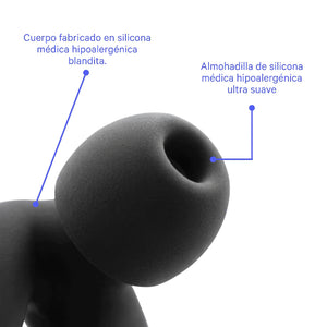 detalles de la silicona médica usada para fabricar el tapón para dormir Mood Focus