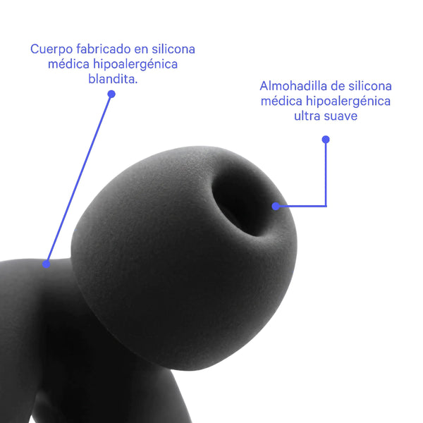 detalles de la silicona médica usada para fabricar el tapón para dormir Mood Focus